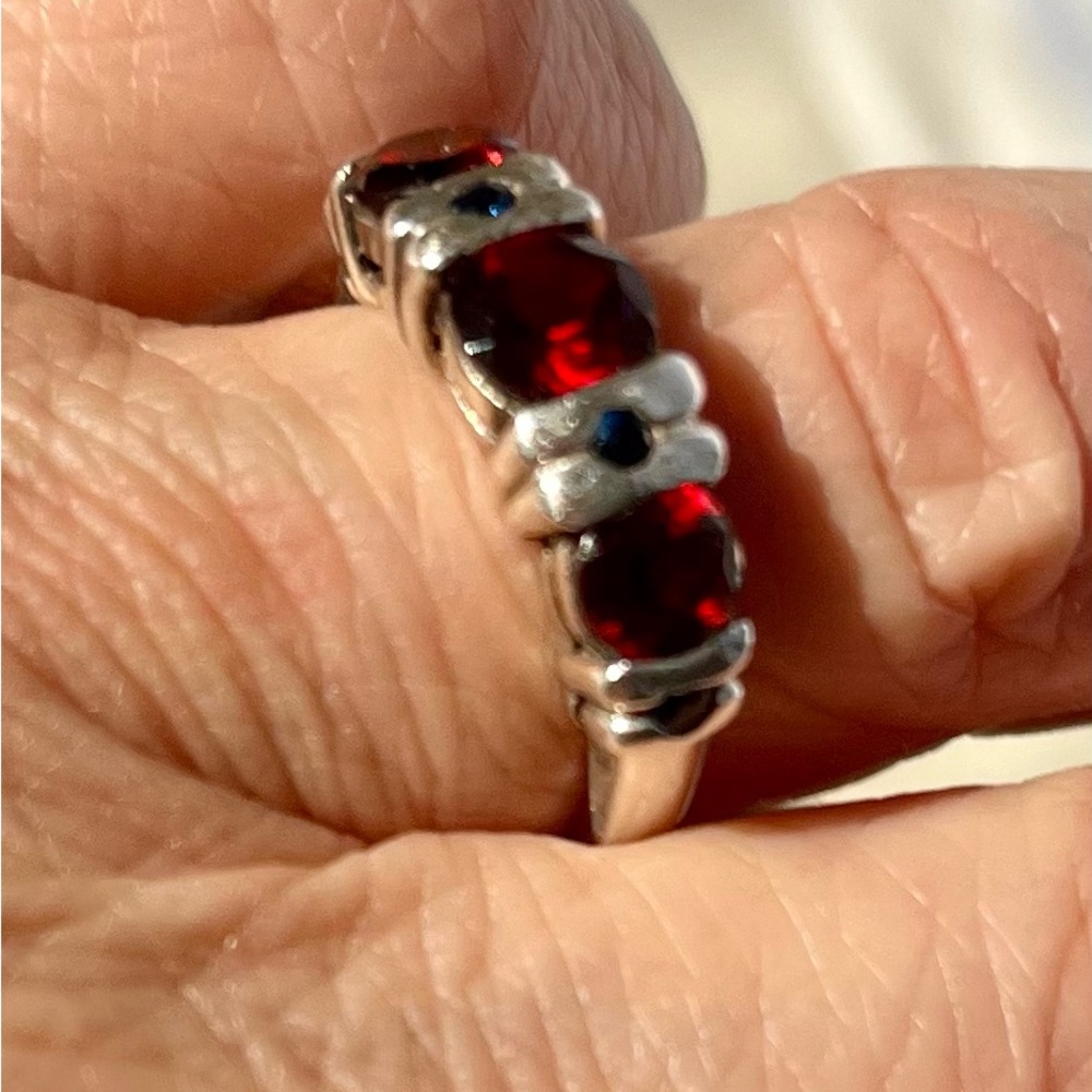 Antique garnet and silver ring